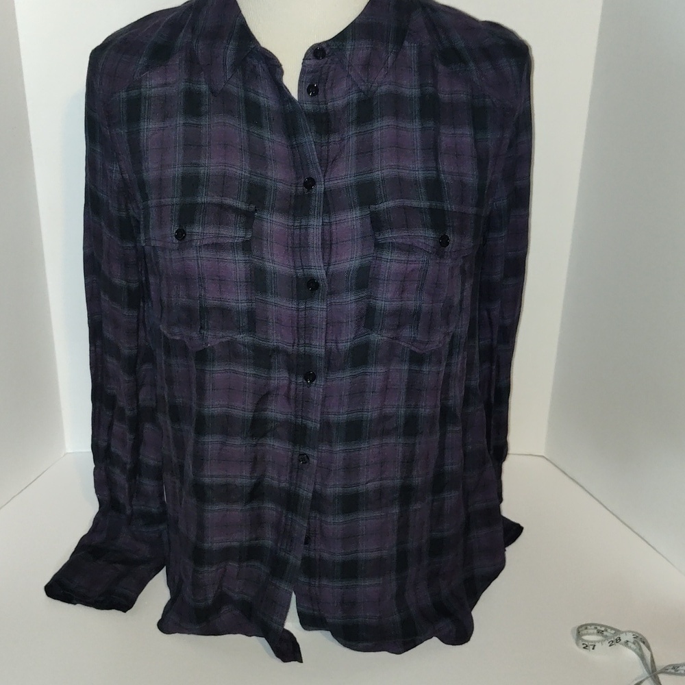 Paige Jeans Mya Purple Flannel Shirt Size Small